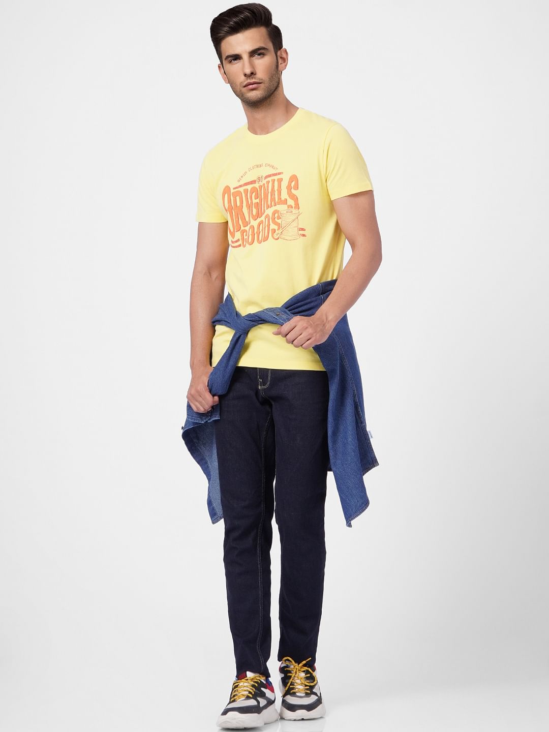 Yellow Graphic Print Crew Neck T-shirt