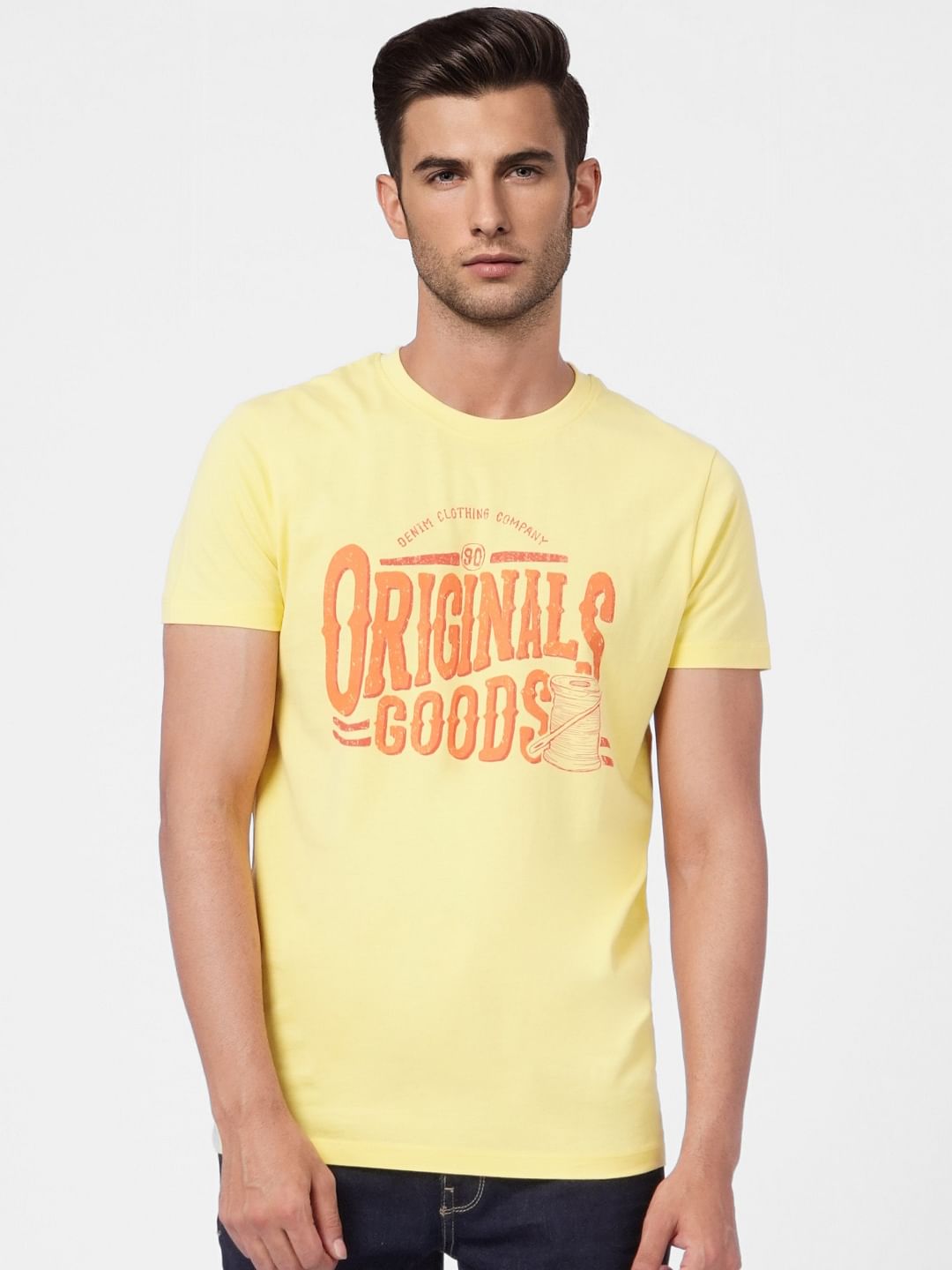Yellow Graphic Print Crew Neck T-shirt