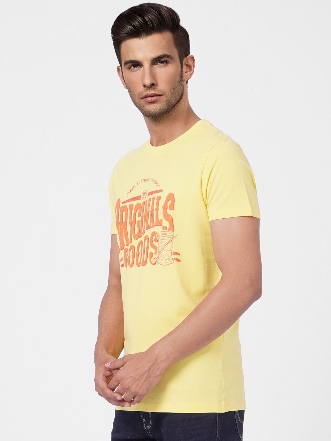 Yellow Graphic Print Crew Neck T-shirt