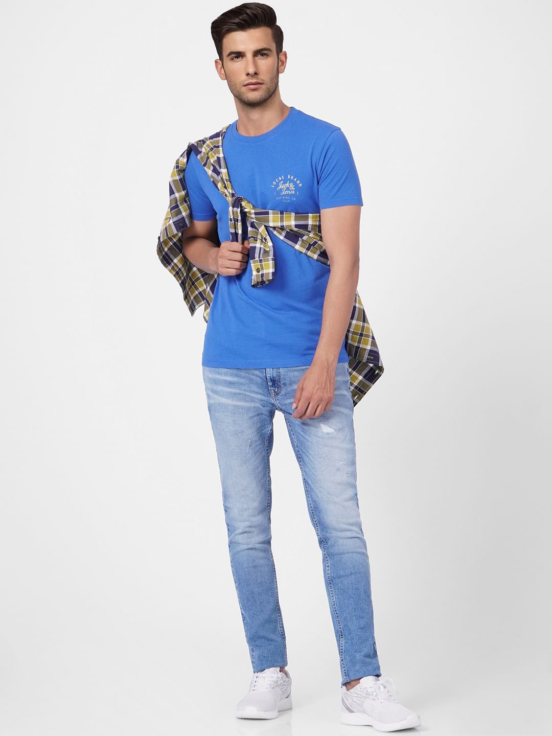 Blue Crew Neck T-shirt - S