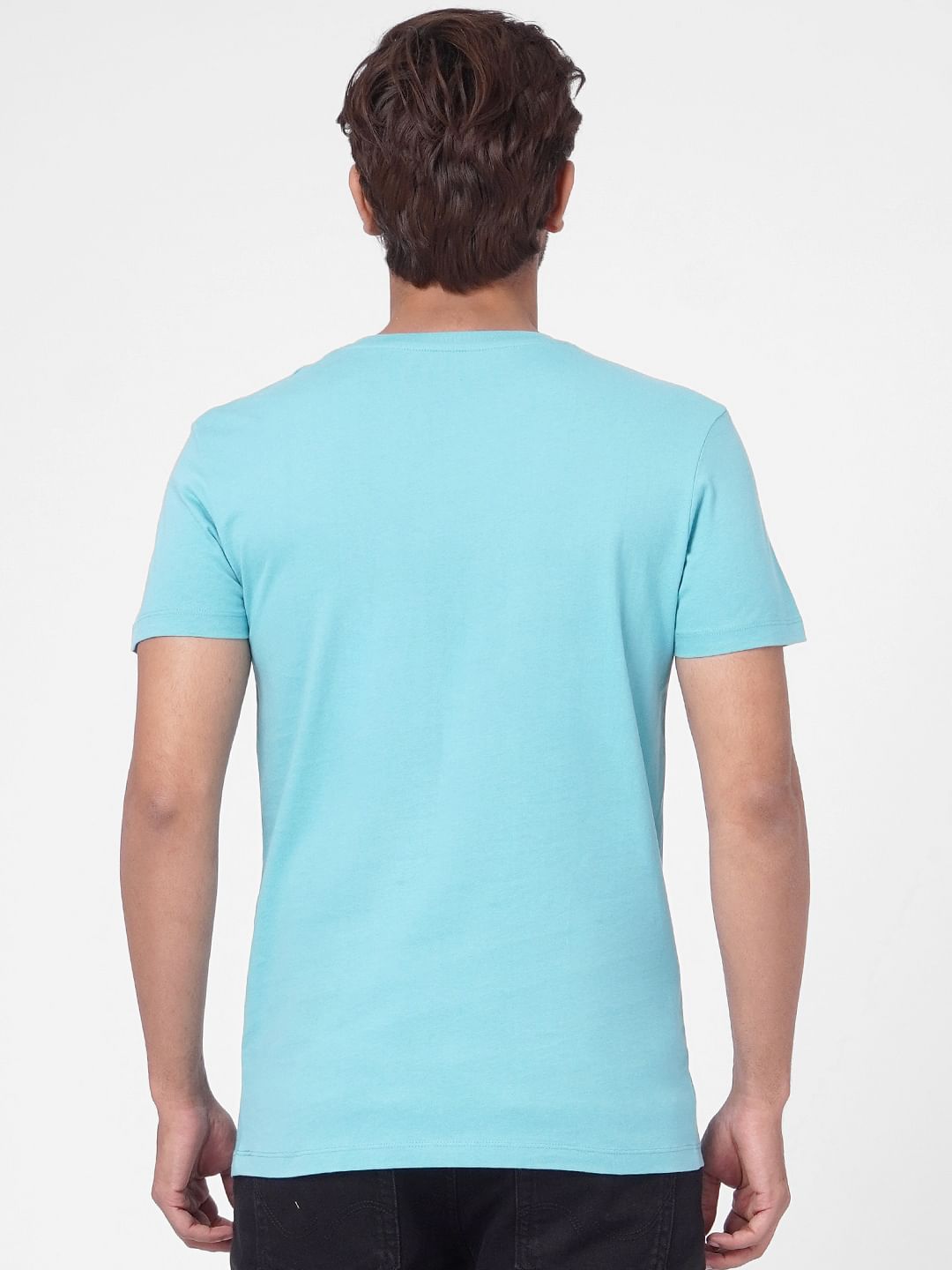 Blue Graphic Print Crew Neck T-shirt