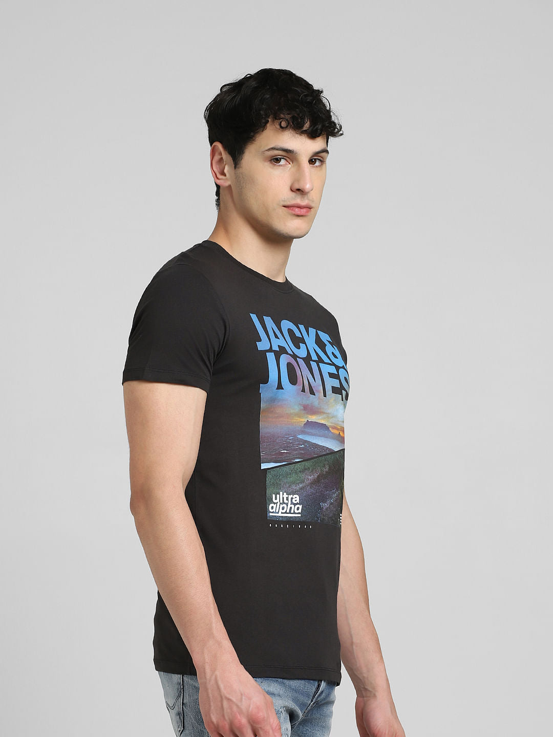 Black Graphic Print Crew Neck T-shirt