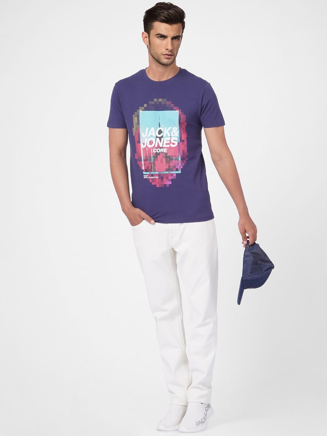 Blue Graphic Print Crew Neck T-shirt