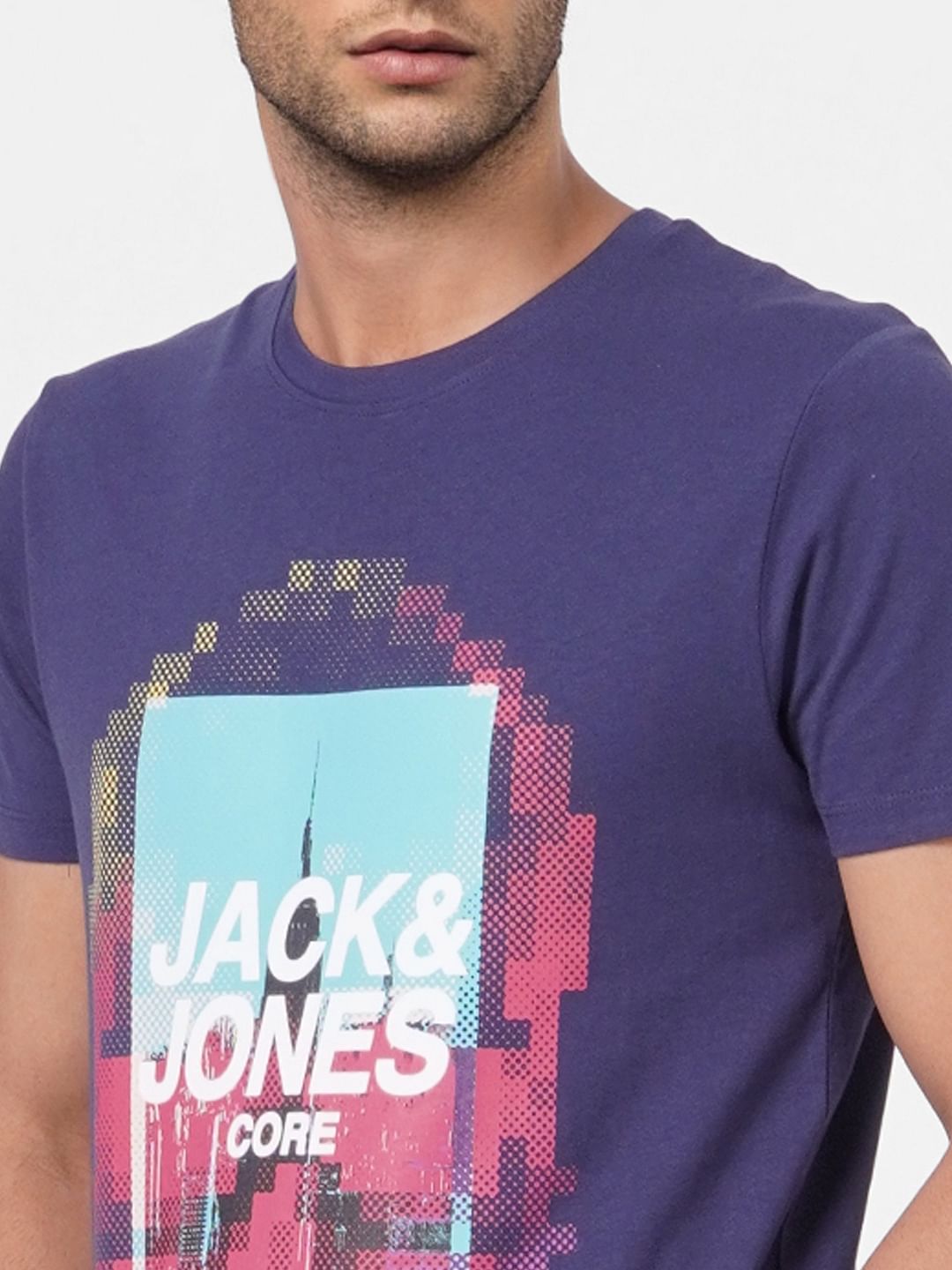 Blue Graphic Print Crew Neck T-shirt