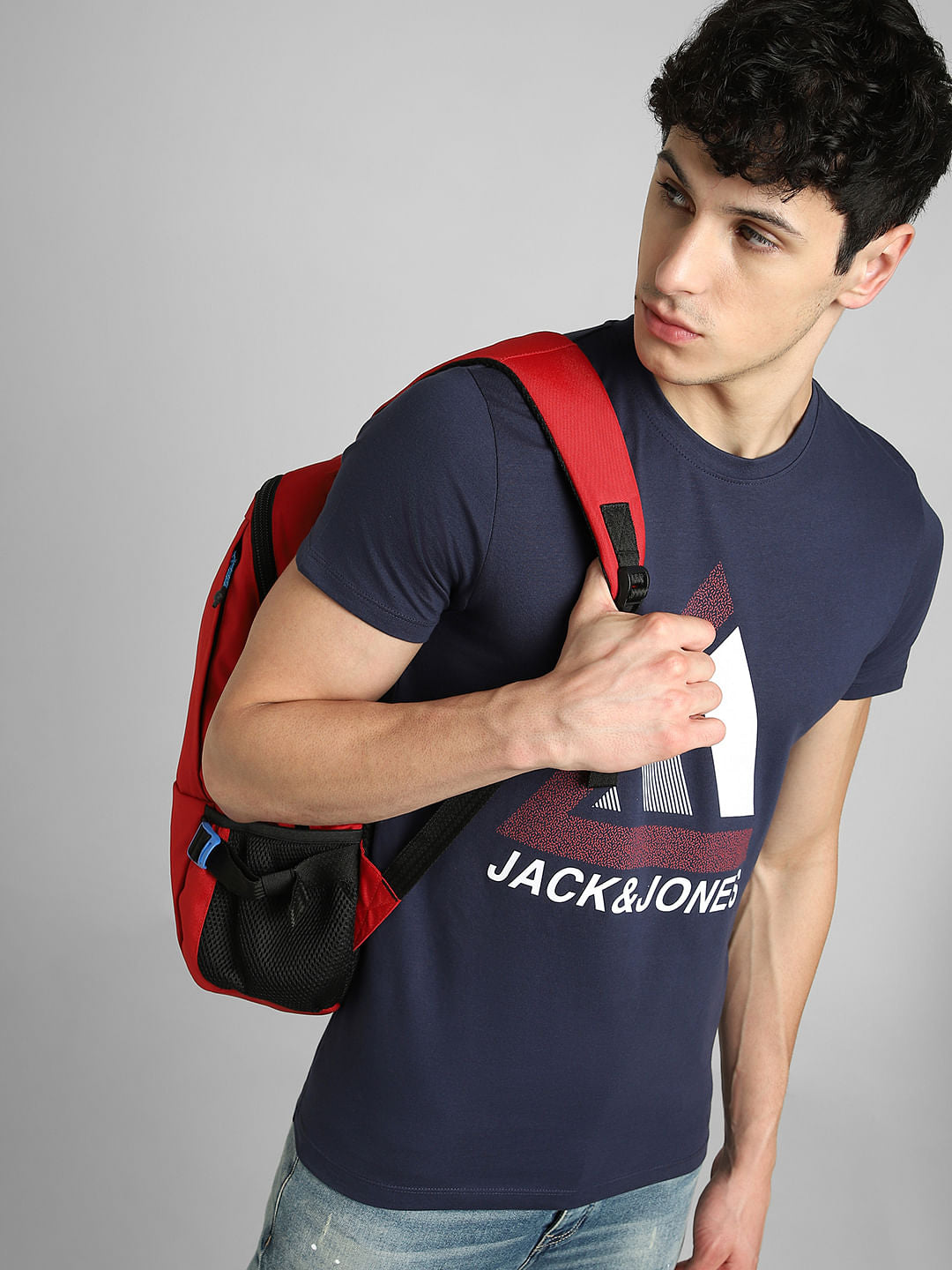 Blue Graphic Print Crew Neck T-shirt