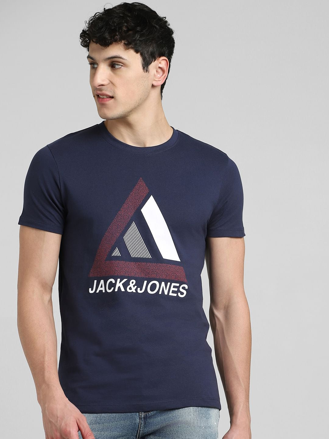 Blue Graphic Print Crew Neck T-shirt