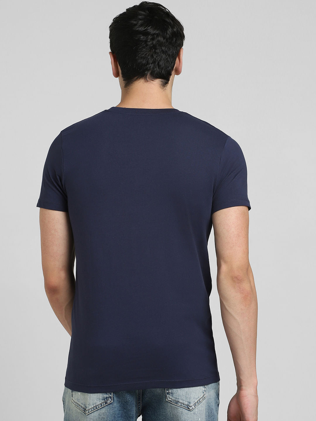 Blue Graphic Print Crew Neck T-shirt