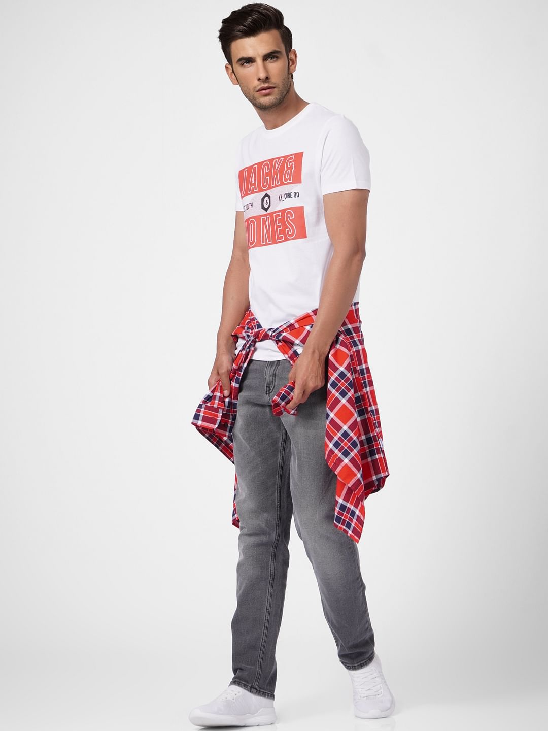 White Graphic Print Crew Neck T-shirt - S