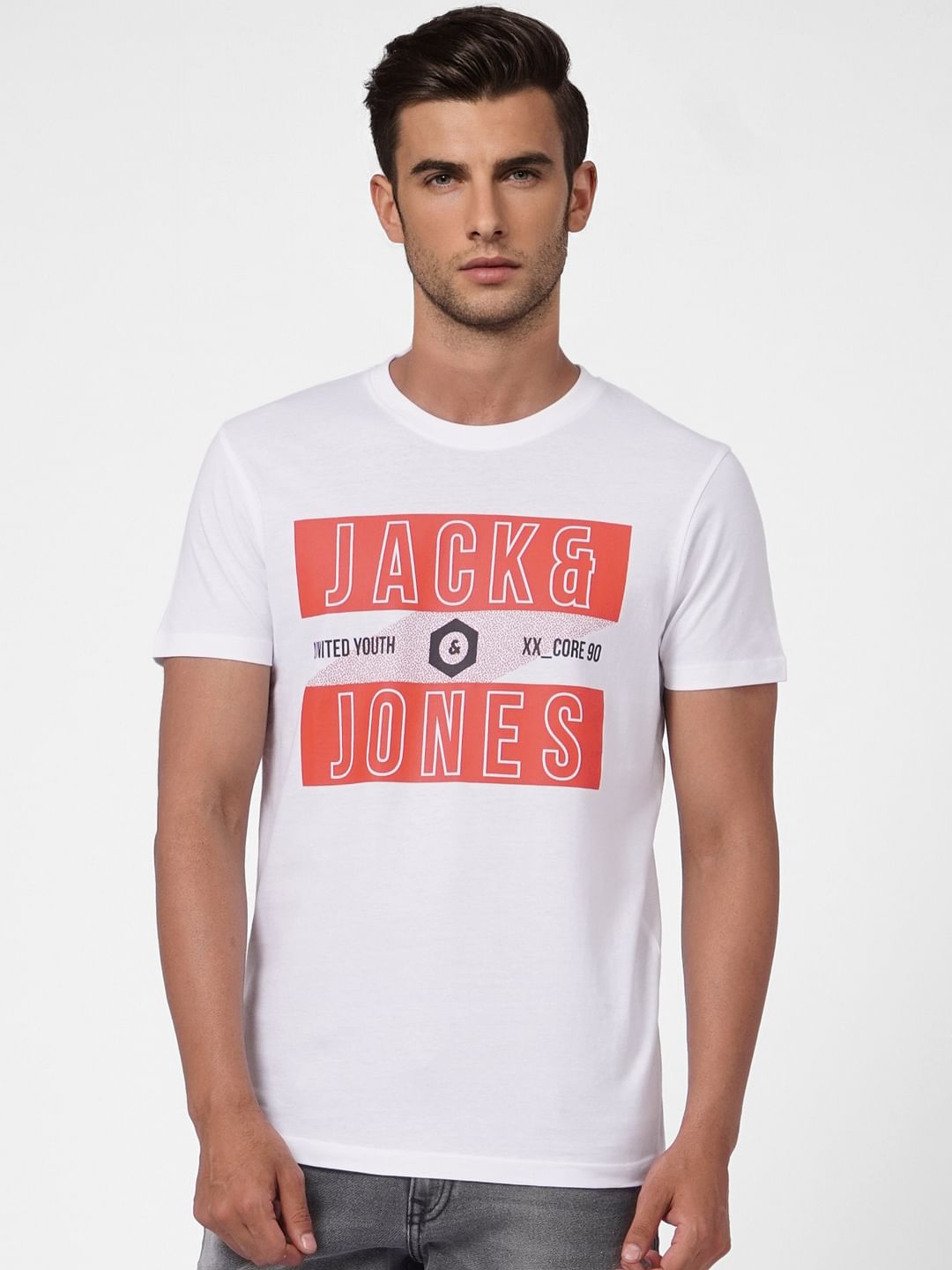 White Graphic Print Crew Neck T-shirt