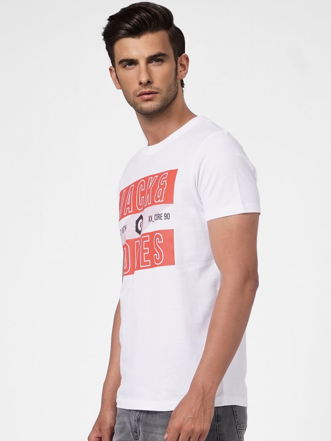 White Graphic Print Crew Neck T-shirt