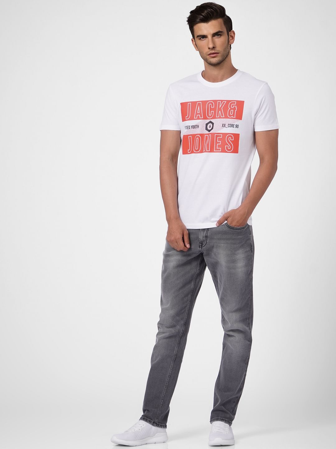 White Graphic Print Crew Neck T-shirt