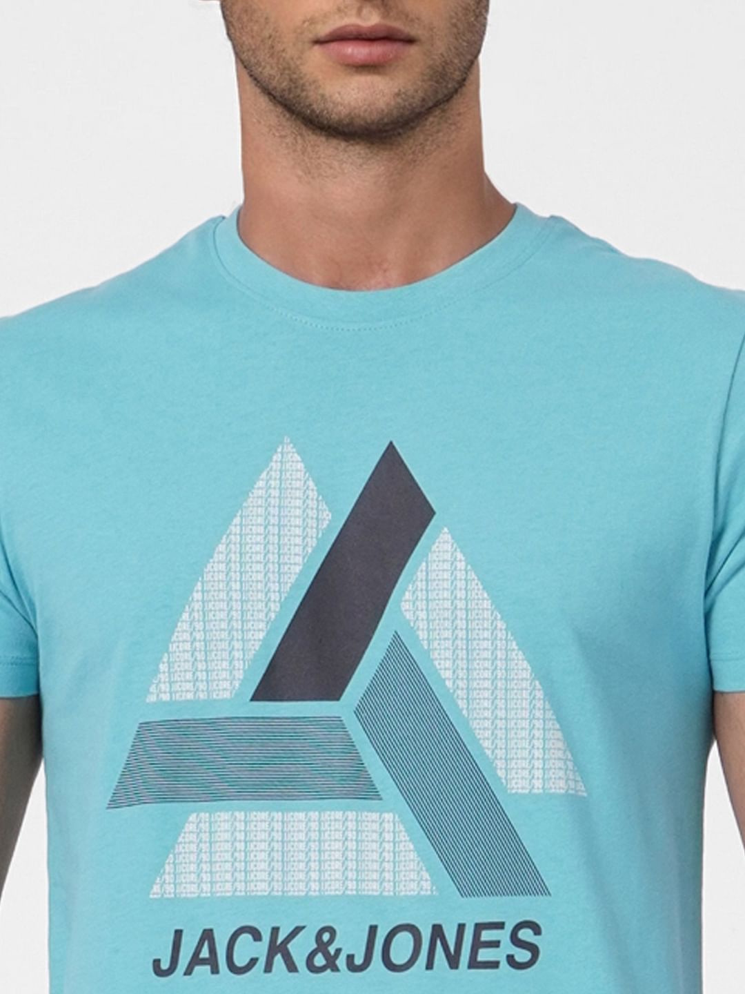Light Blue Graphic Print Crew Neck T-shirt