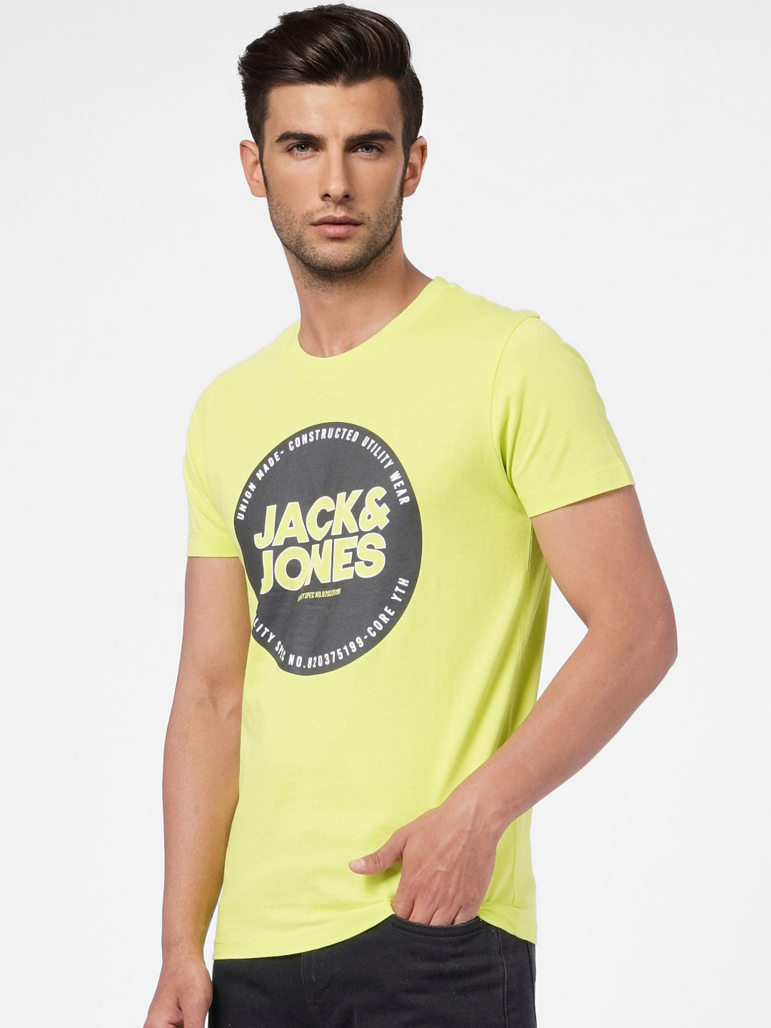 Lime Green Logo Print Crew Neck T-shirt