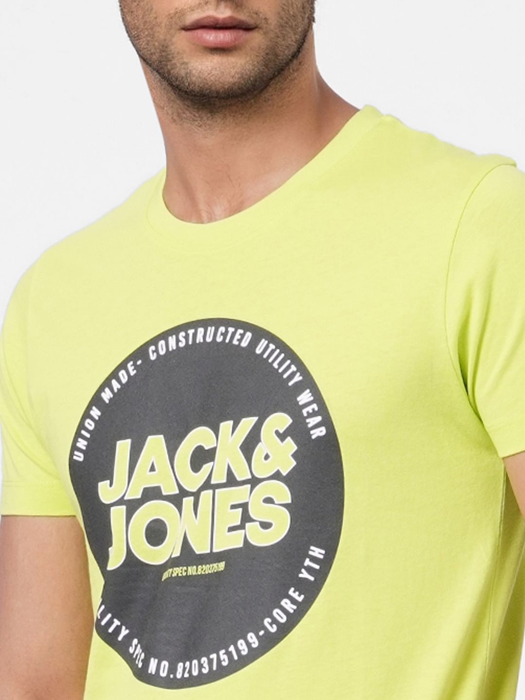Lime Green Logo Print Crew Neck T-shirt