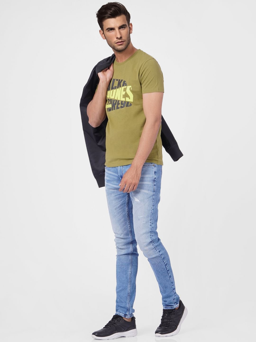 Green Logo Print Crew Neck T-shirt - S