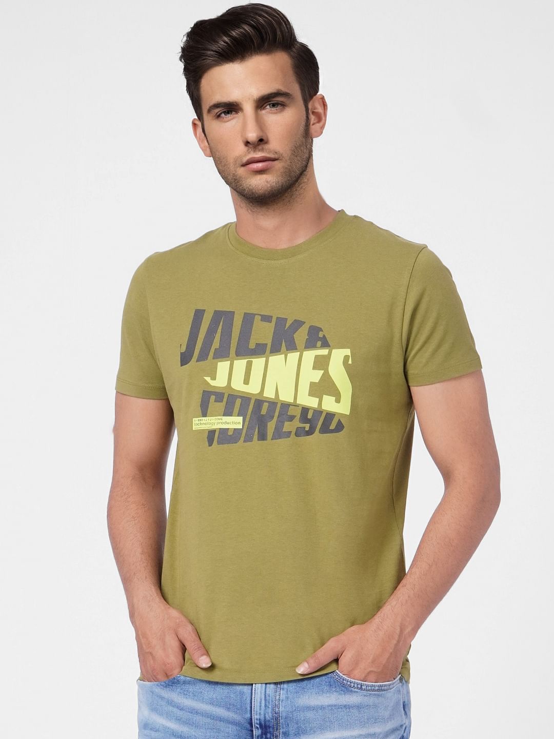 Green Logo Print Crew Neck T-shirt