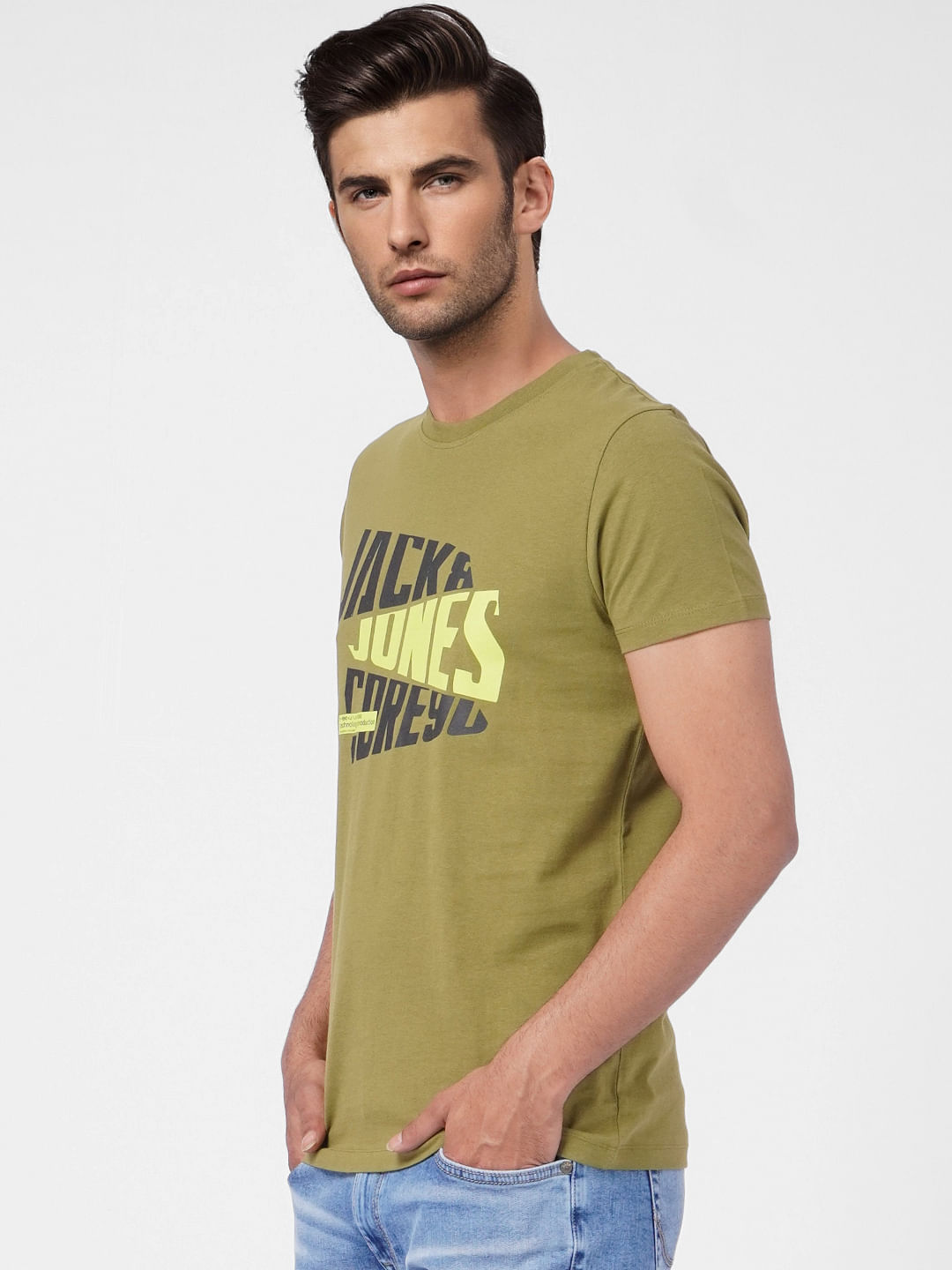 Green Logo Print Crew Neck T-shirt