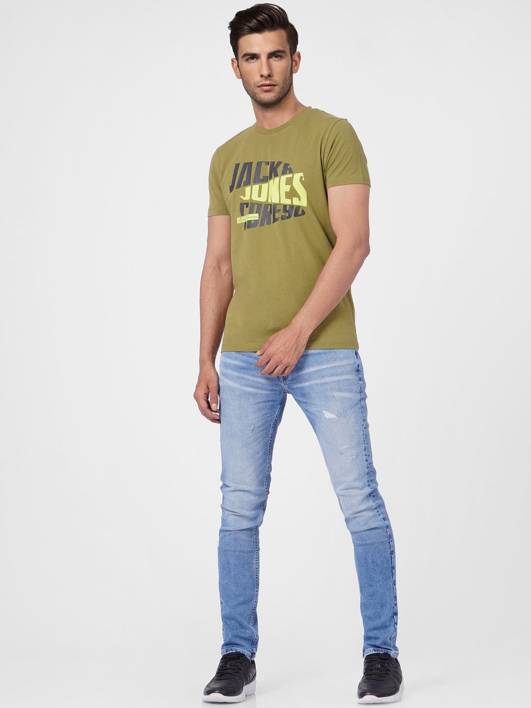 Green Logo Print Crew Neck T-shirt