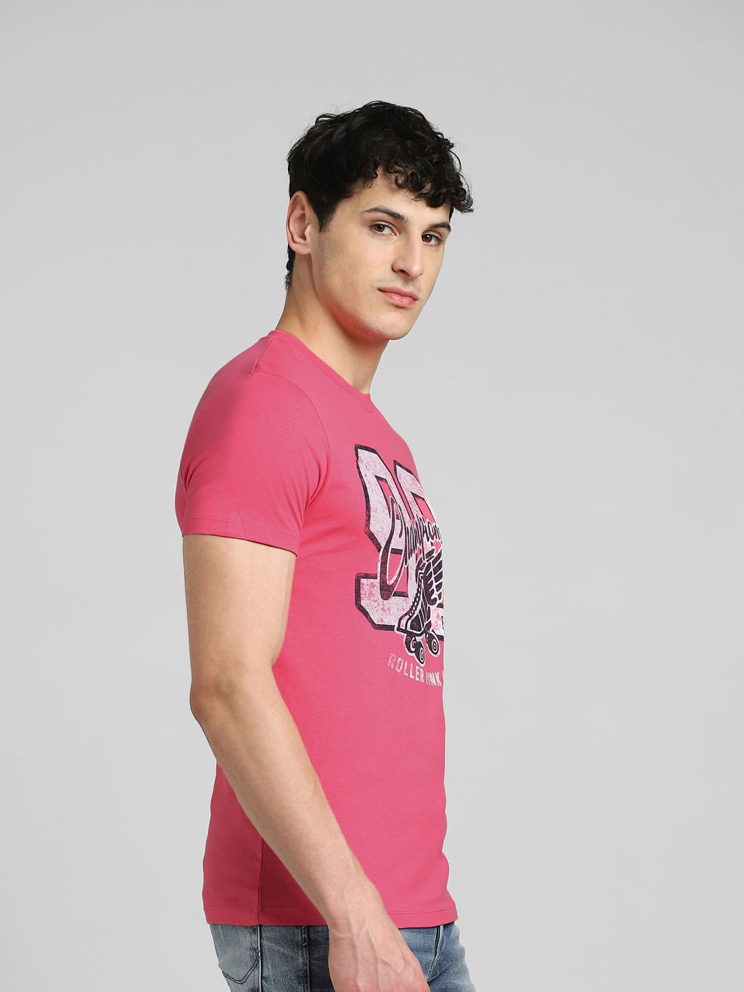 Pink Graphic Print Crew Neck T-shirt