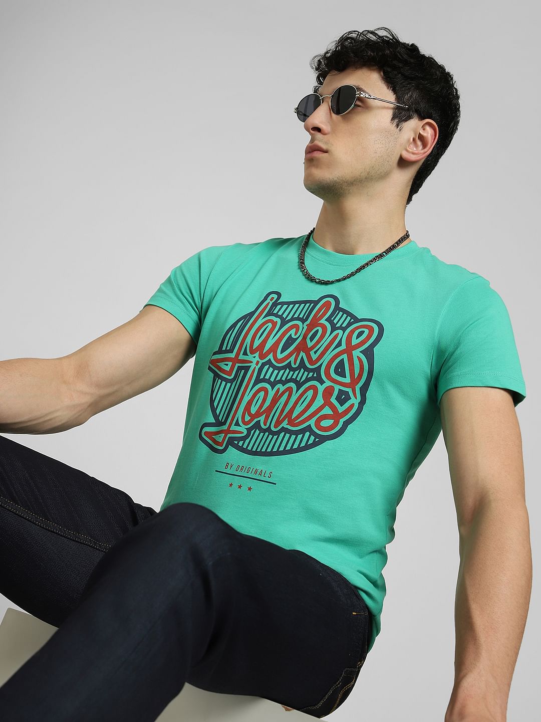 Green Graphic Print Crew Neck T-shirt