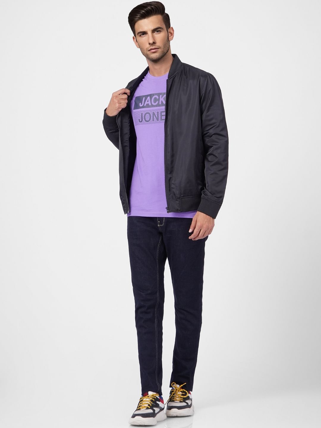 Purple Graphic Crew Neck T-shirt - S