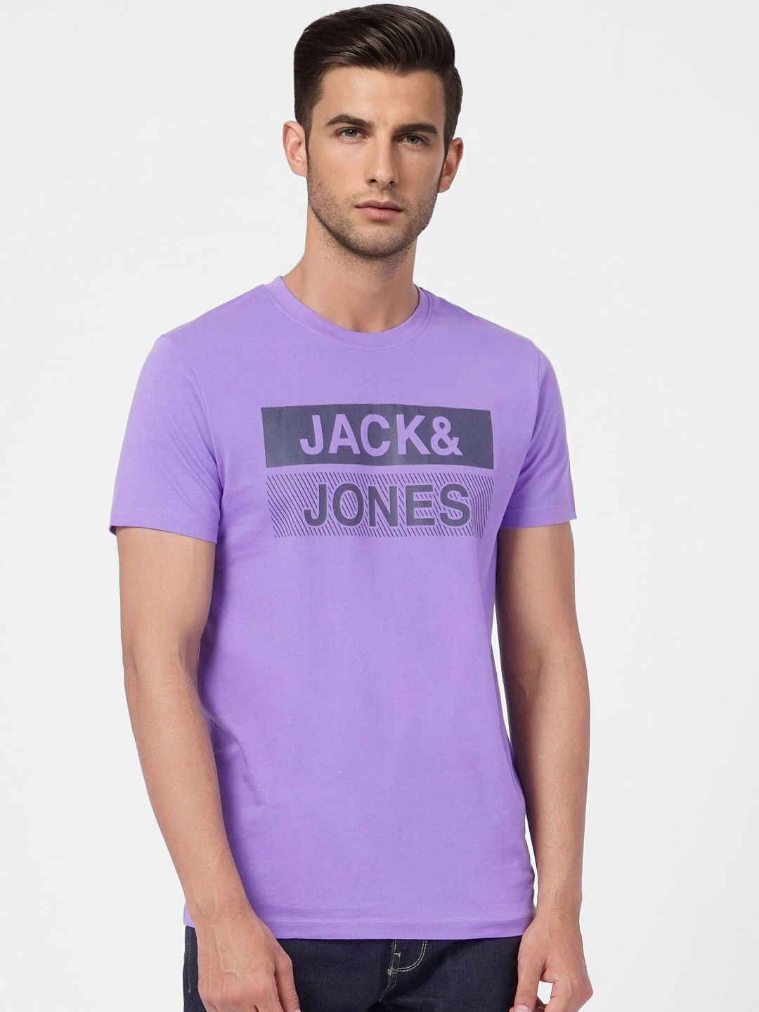 Purple Graphic Crew Neck T-shirt