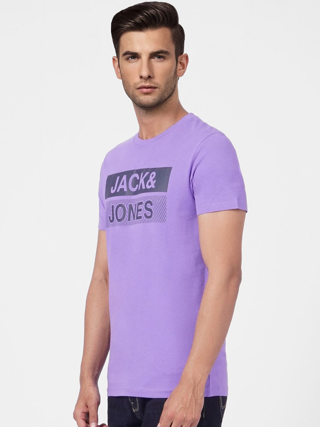 Purple Graphic Crew Neck T-shirt