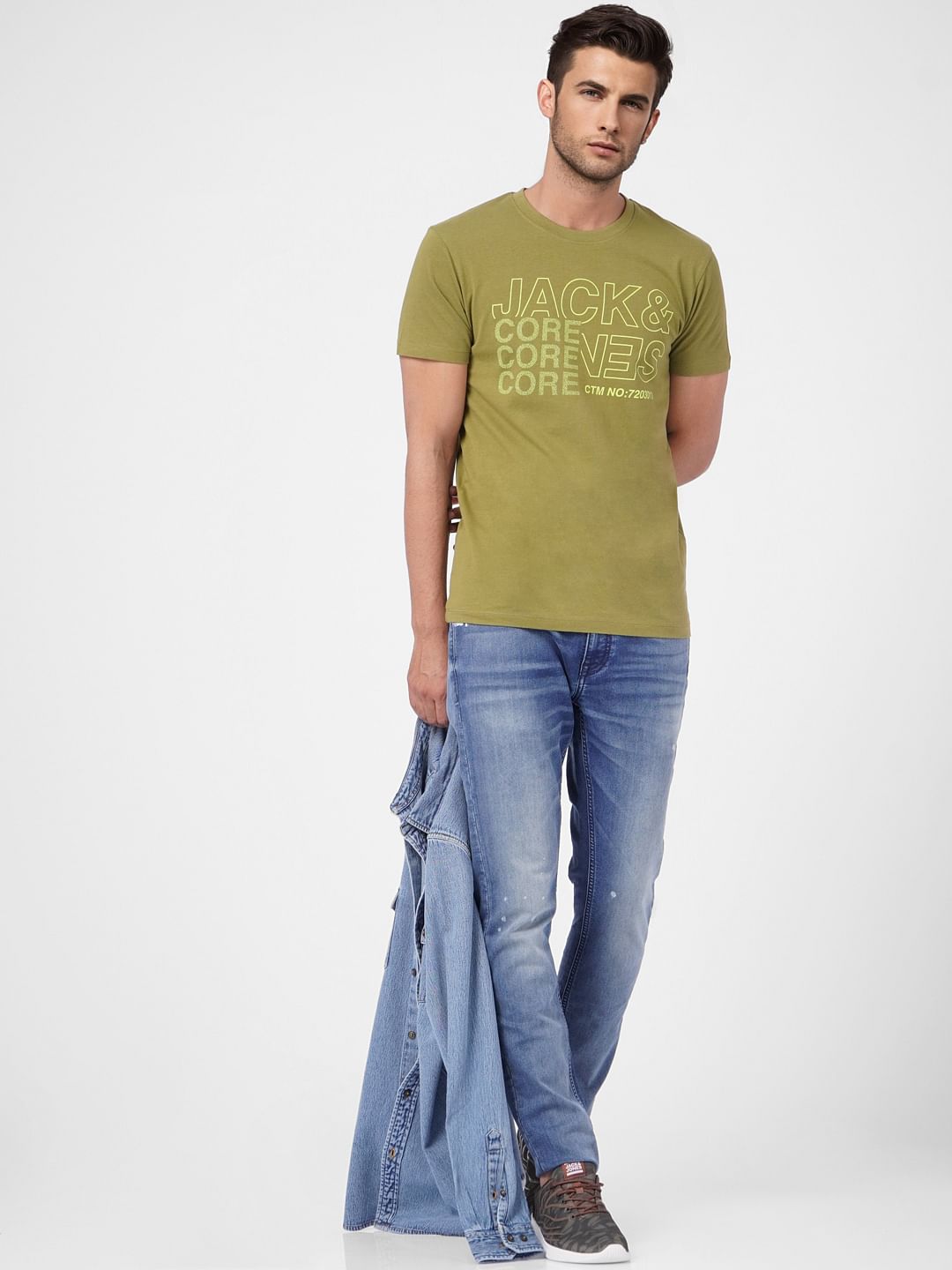 Green Graphic Print Crew Neck T-shirt - S