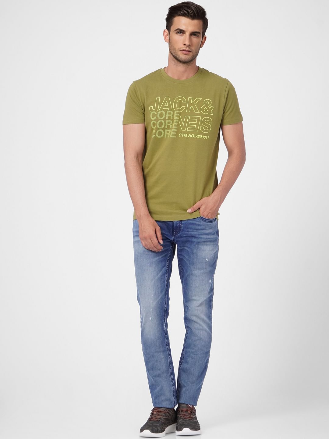 Green Graphic Print Crew Neck T-shirt