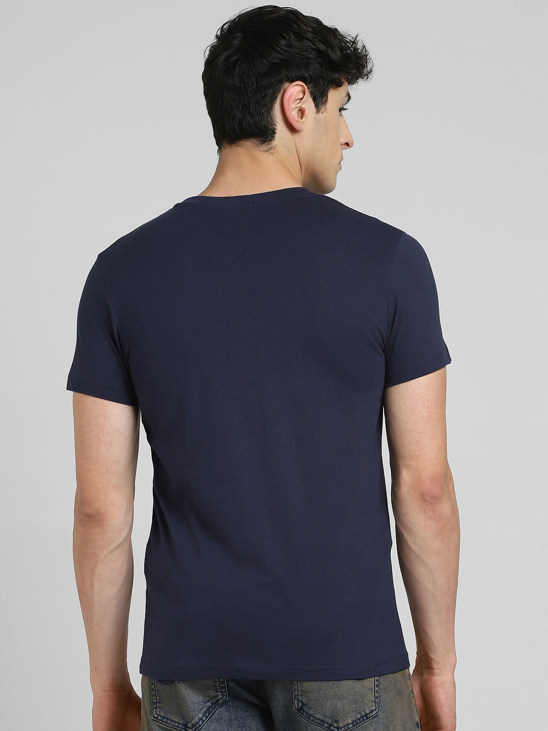 Blue Graphic Print Crew Neck T-shirt