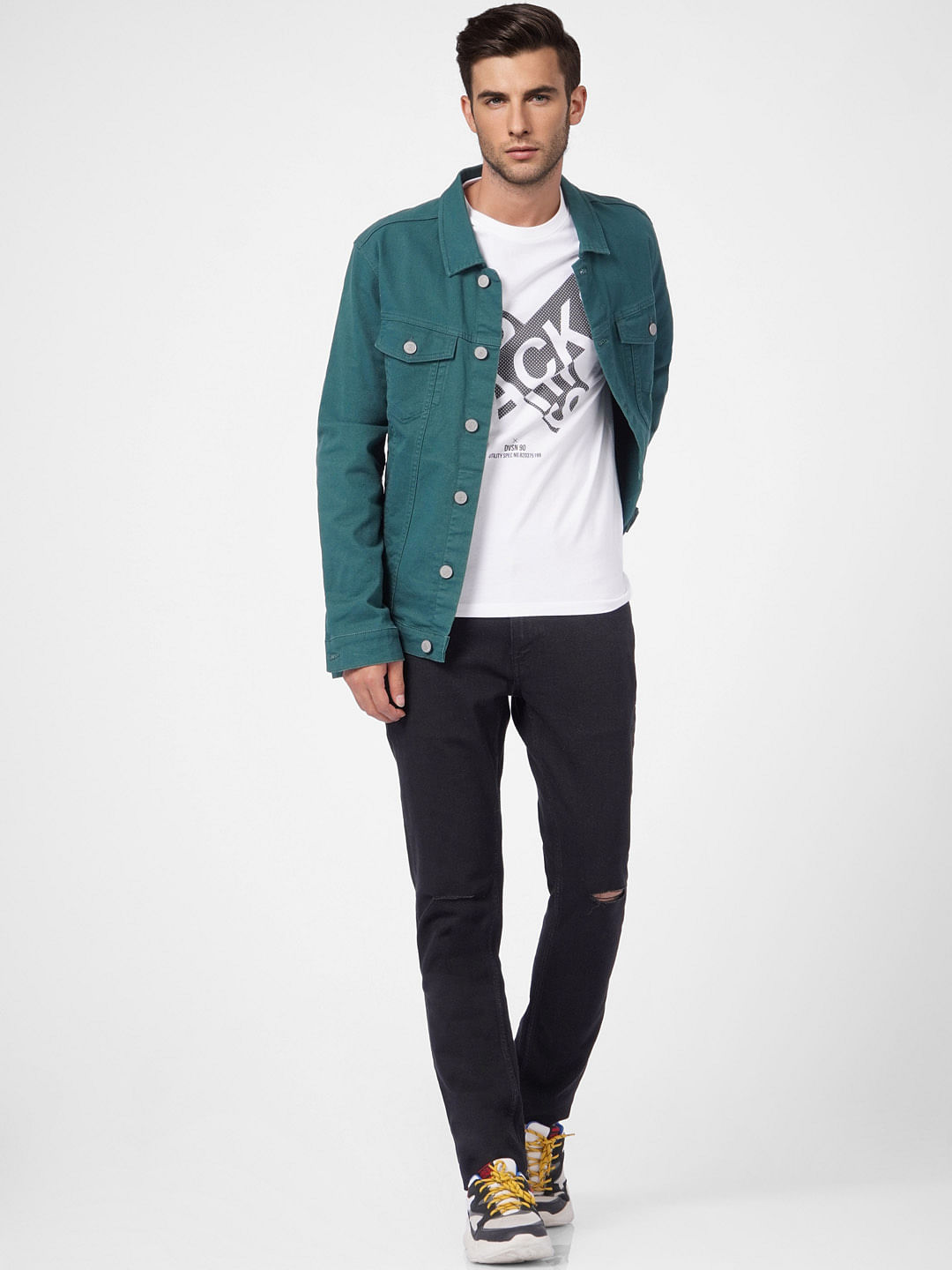 White Graphic Print Crew Neck T-shirt - S
