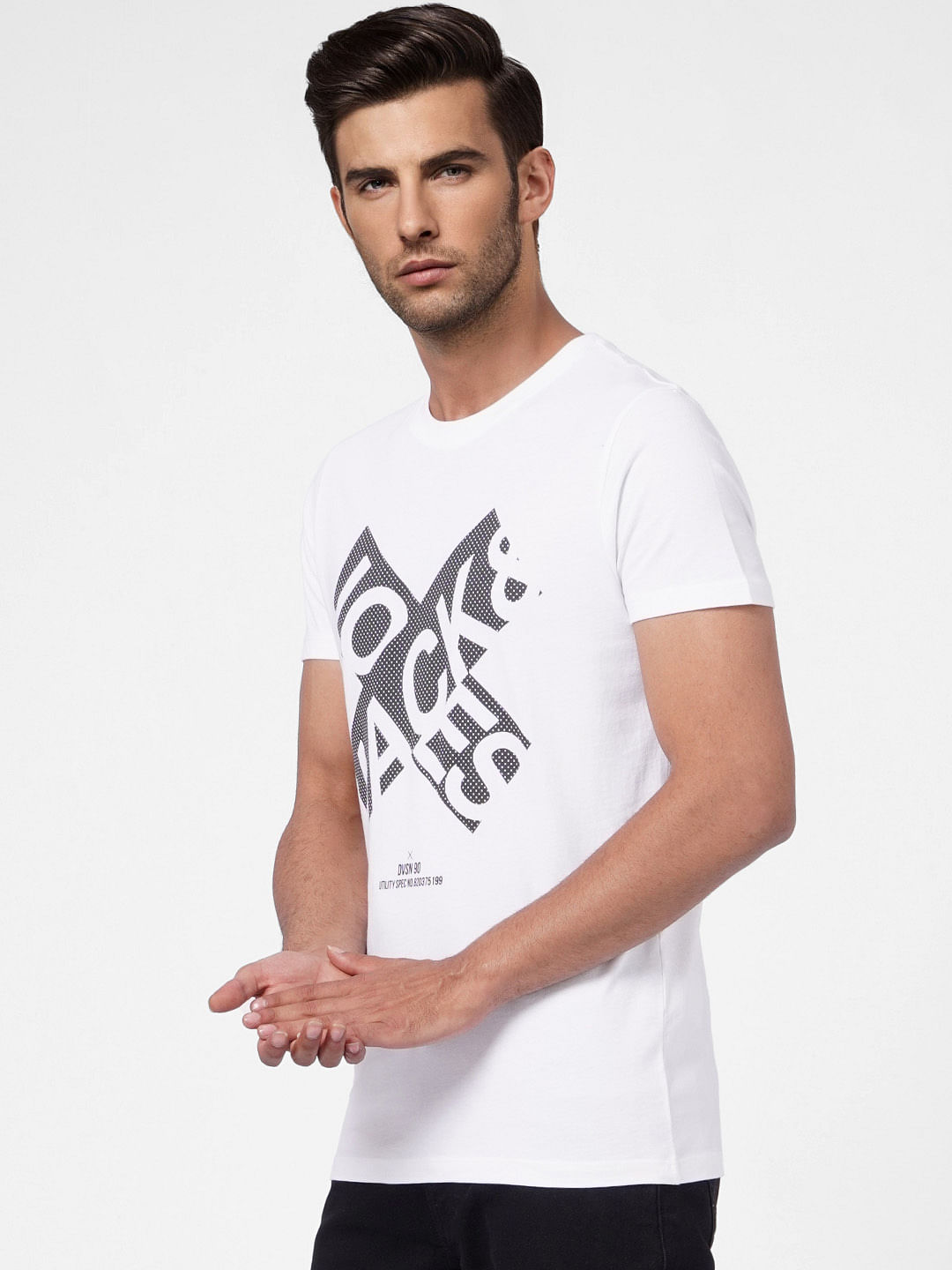 White Graphic Print Crew Neck T-shirt