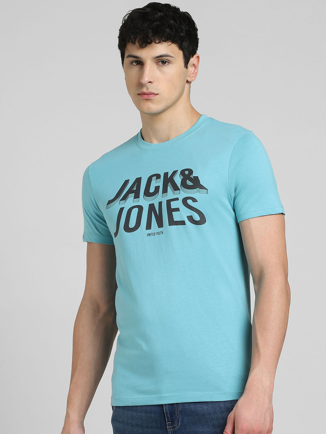 Blue Graphic Print Crew Neck T-shirt