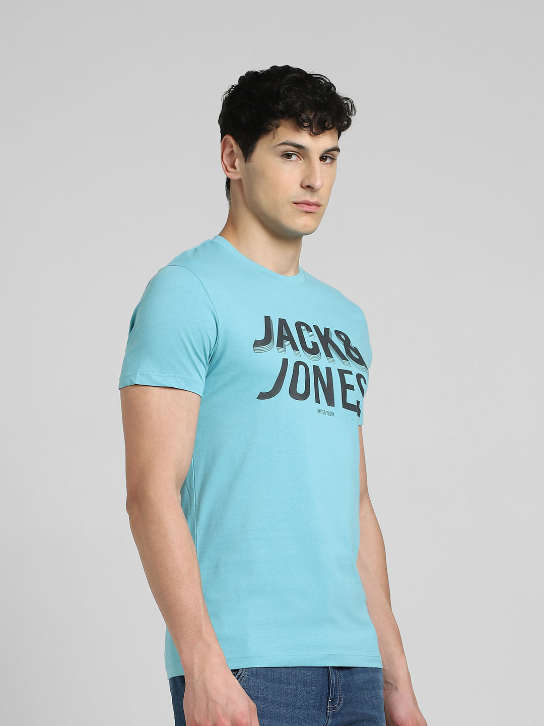 Blue Graphic Print Crew Neck T-shirt