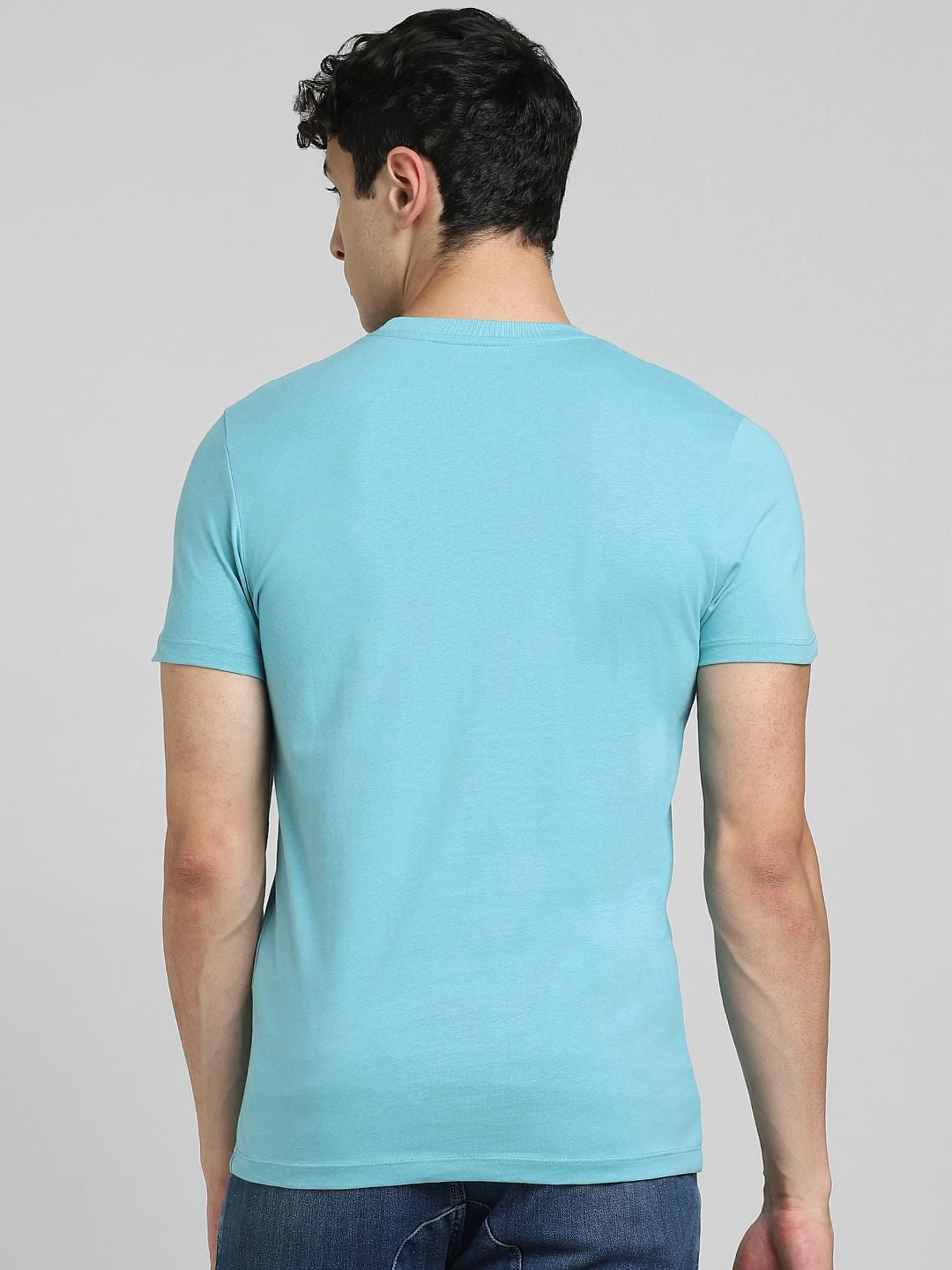 Blue Graphic Print Crew Neck T-shirt