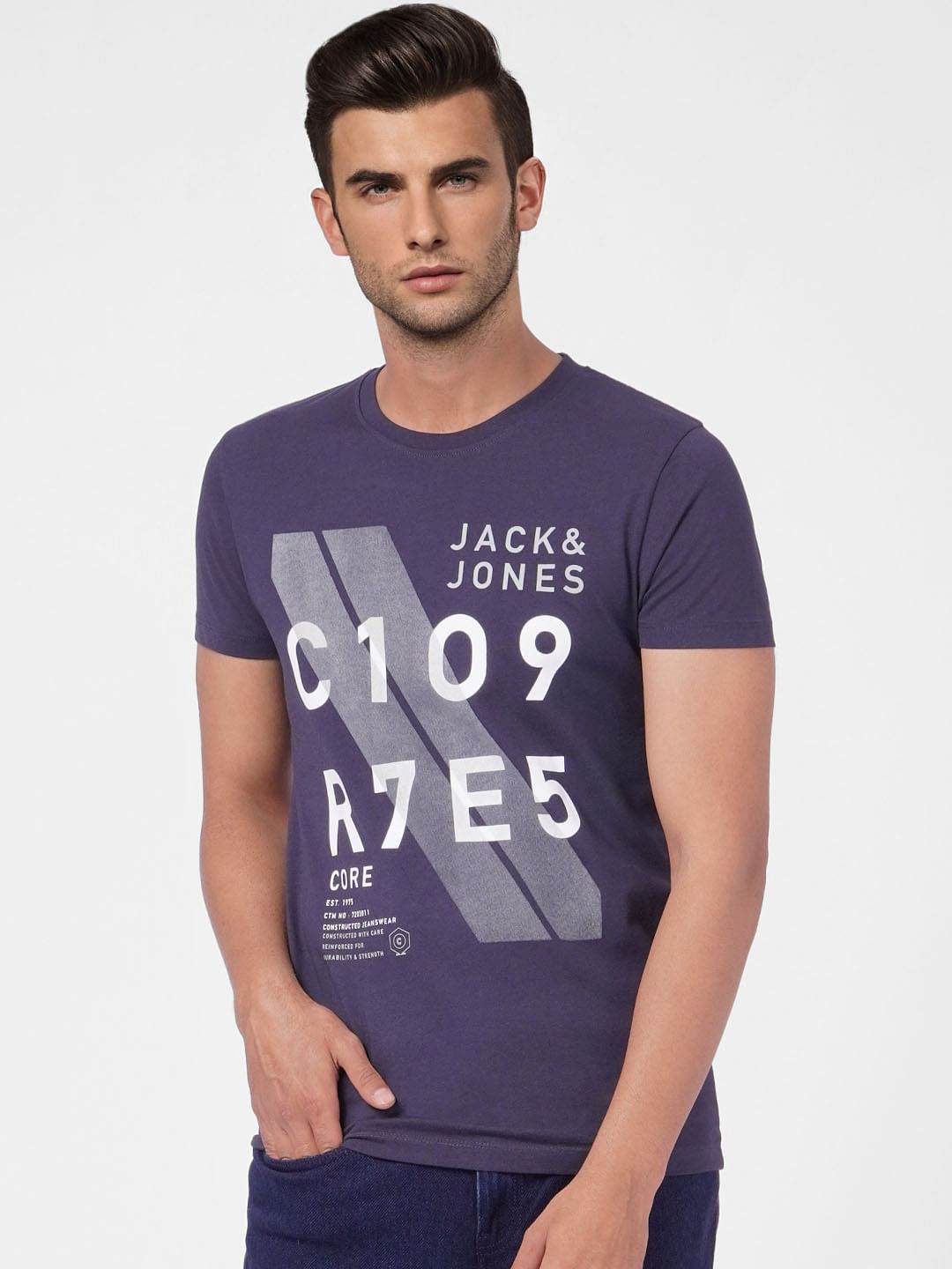Blue Graphic Print Crew Neck T-shirt