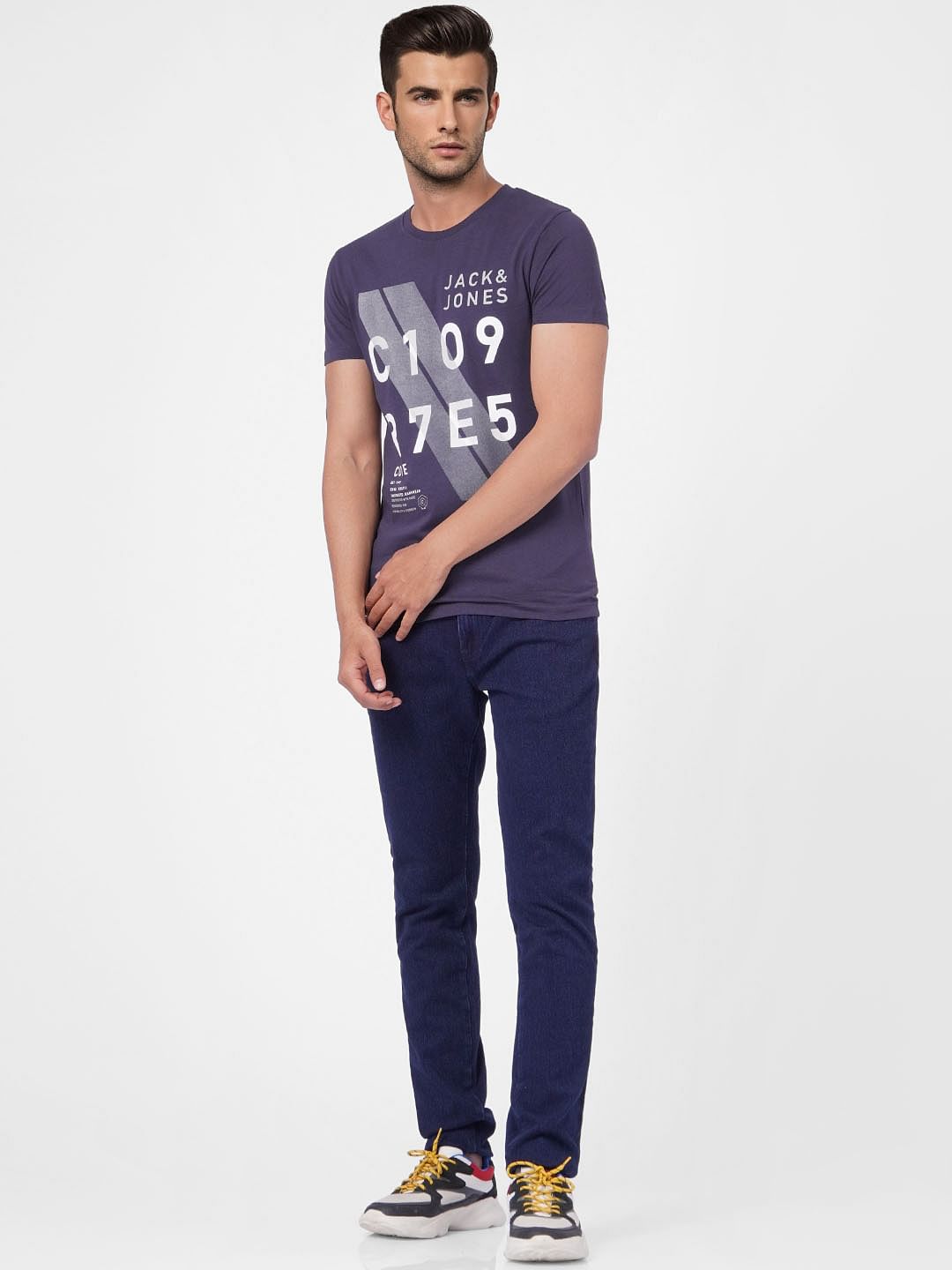 Blue Graphic Print Crew Neck T-shirt