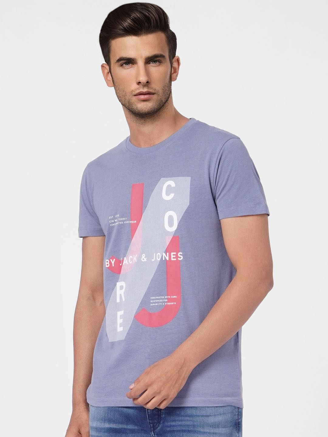 Light Blue Graphic Print Crew Neck T-shirt