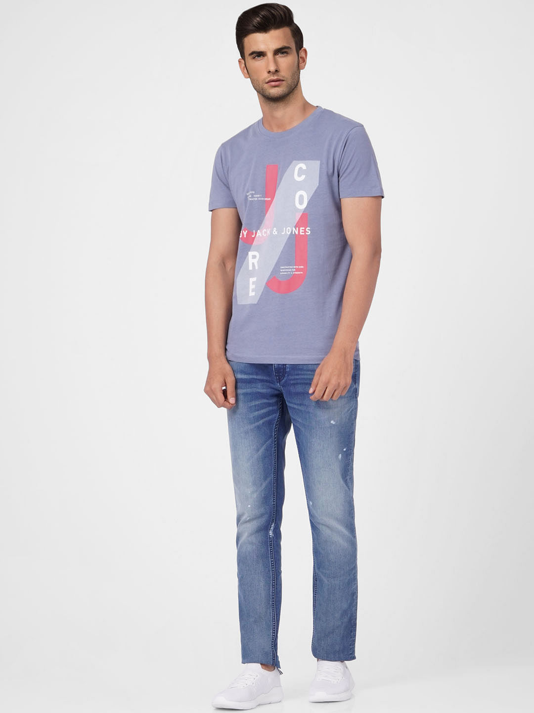 Light Blue Graphic Print Crew Neck T-shirt