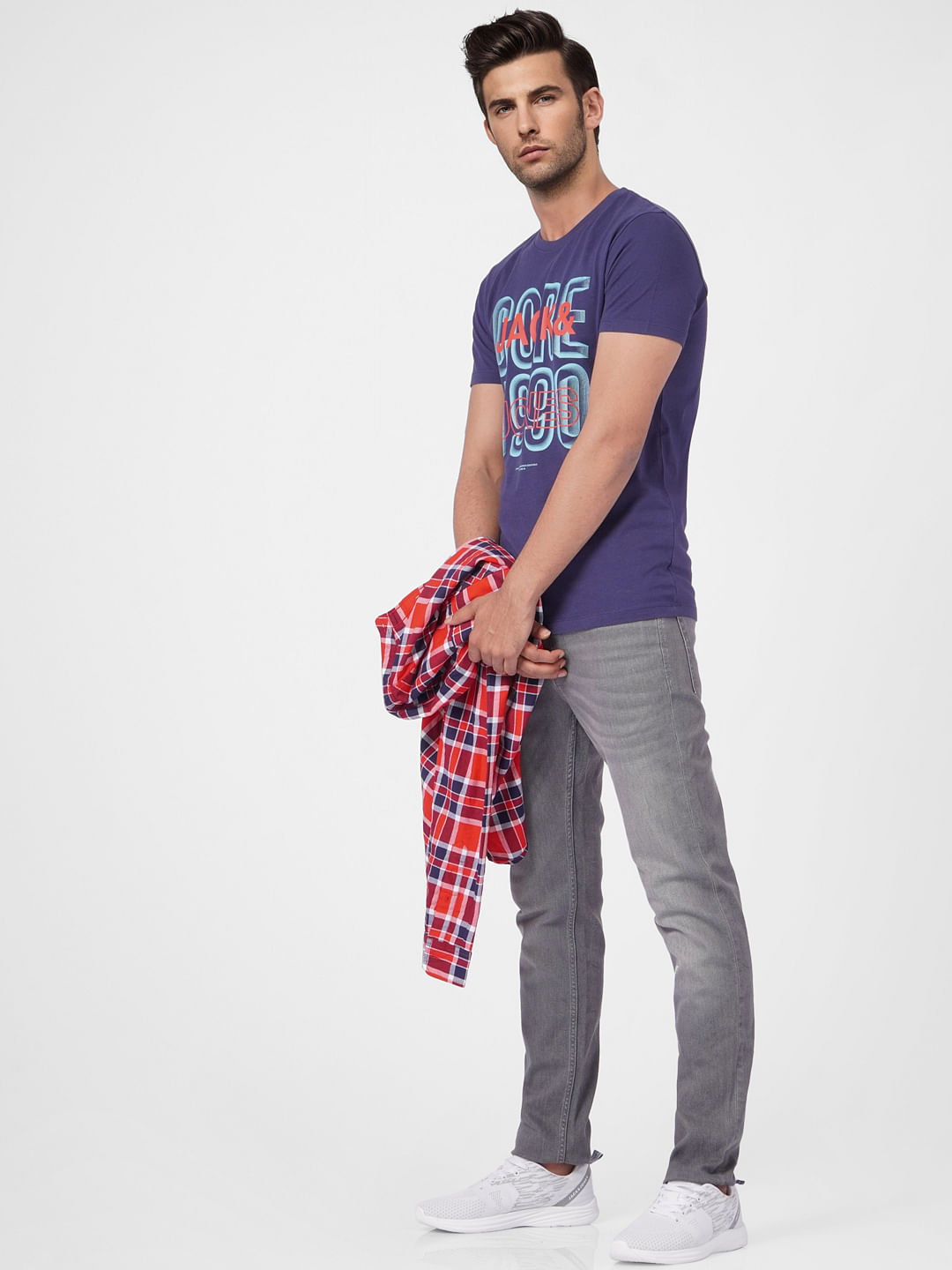 Blue Graphic Print Crew Neck T-shirt