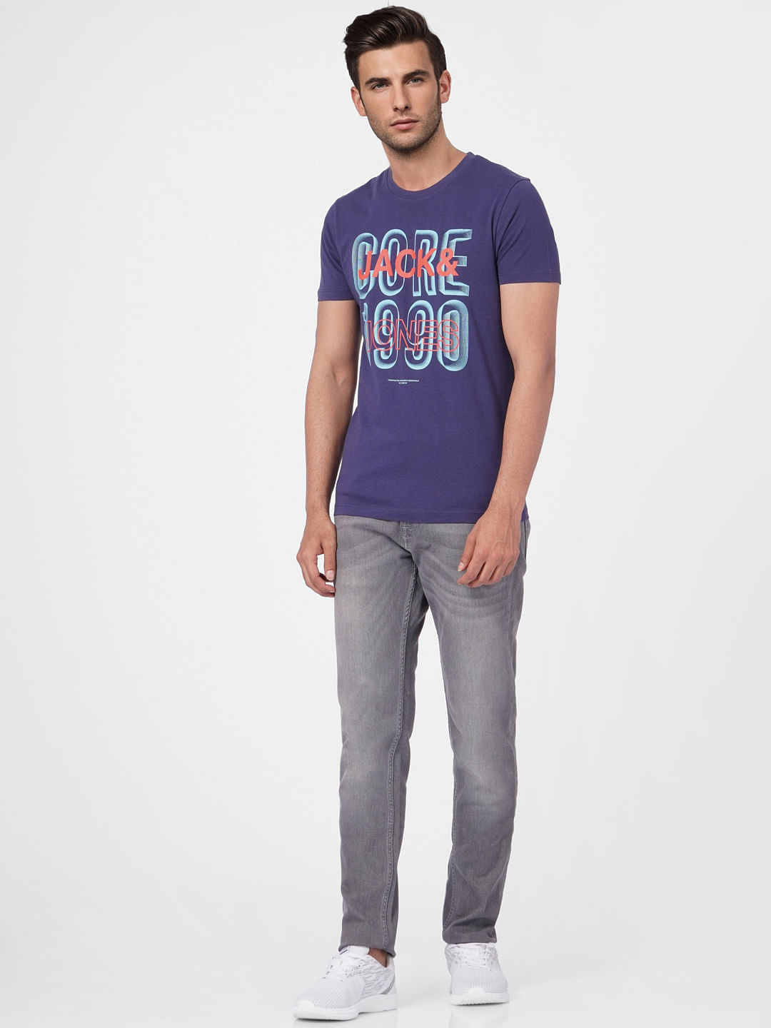 Blue Graphic Print Crew Neck T-shirt