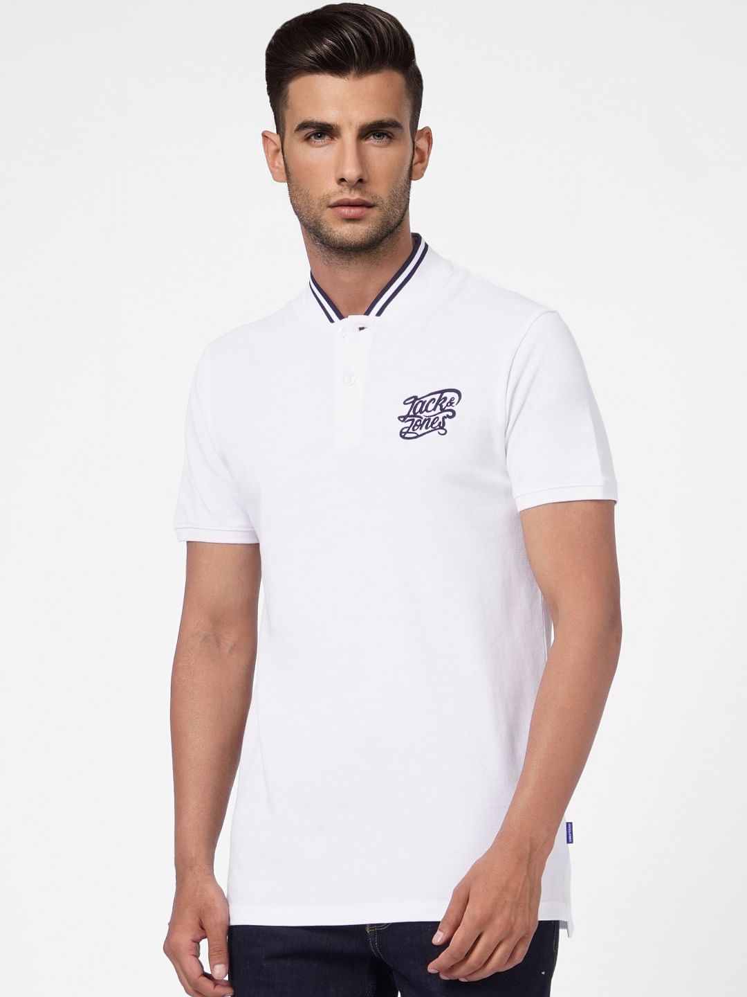 White Polo Neck T-shirt