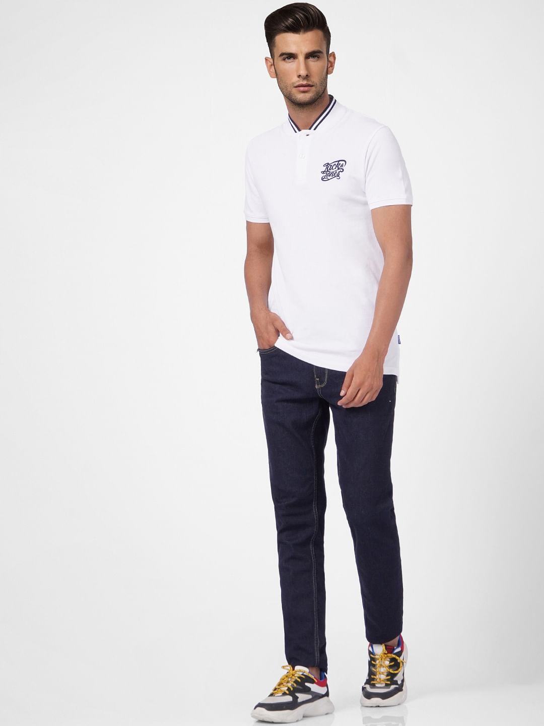 White Polo Neck T-shirt