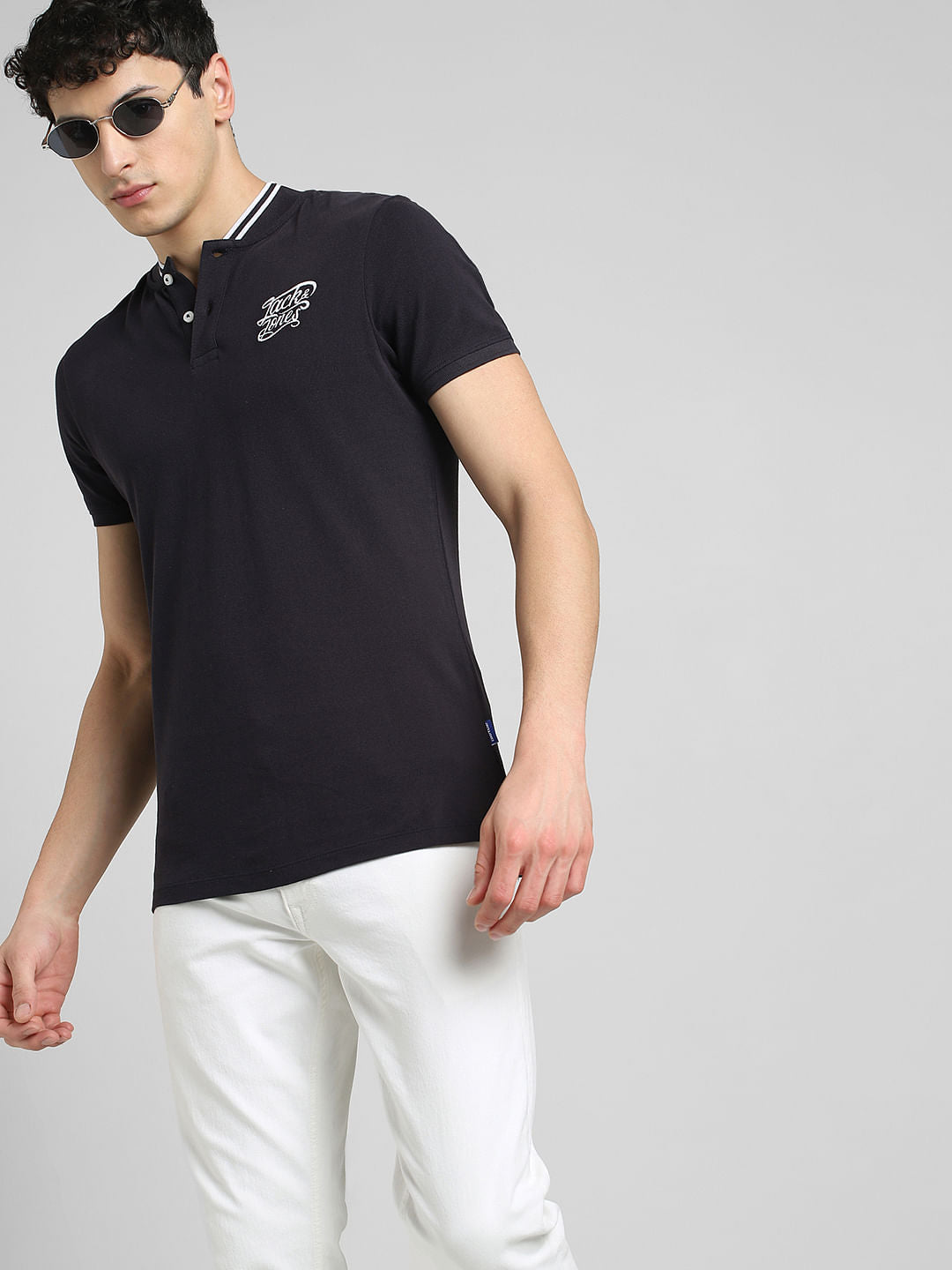 Black Polo Neck T-shirt - S