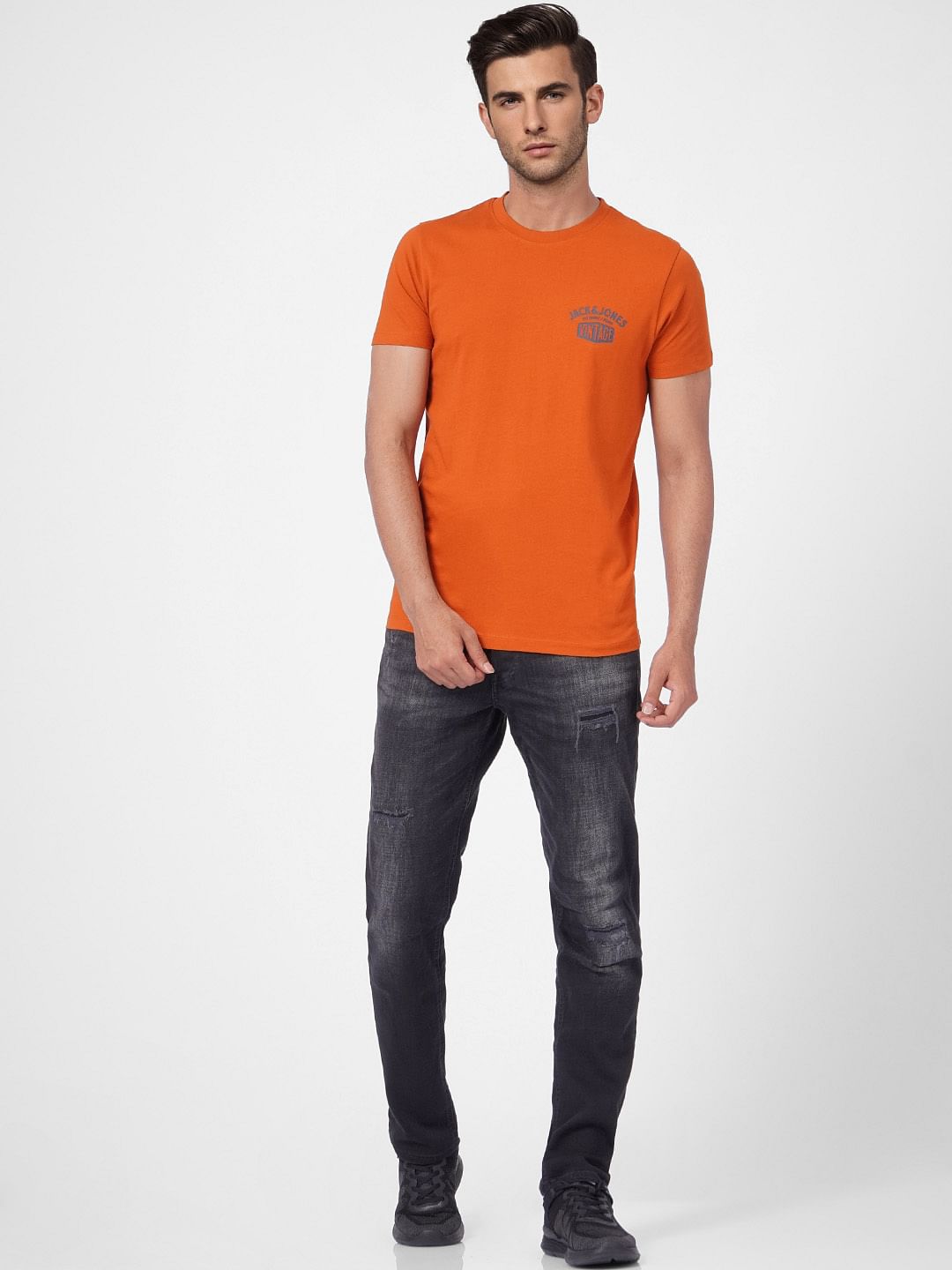 Orange Crew Neck T-shirt