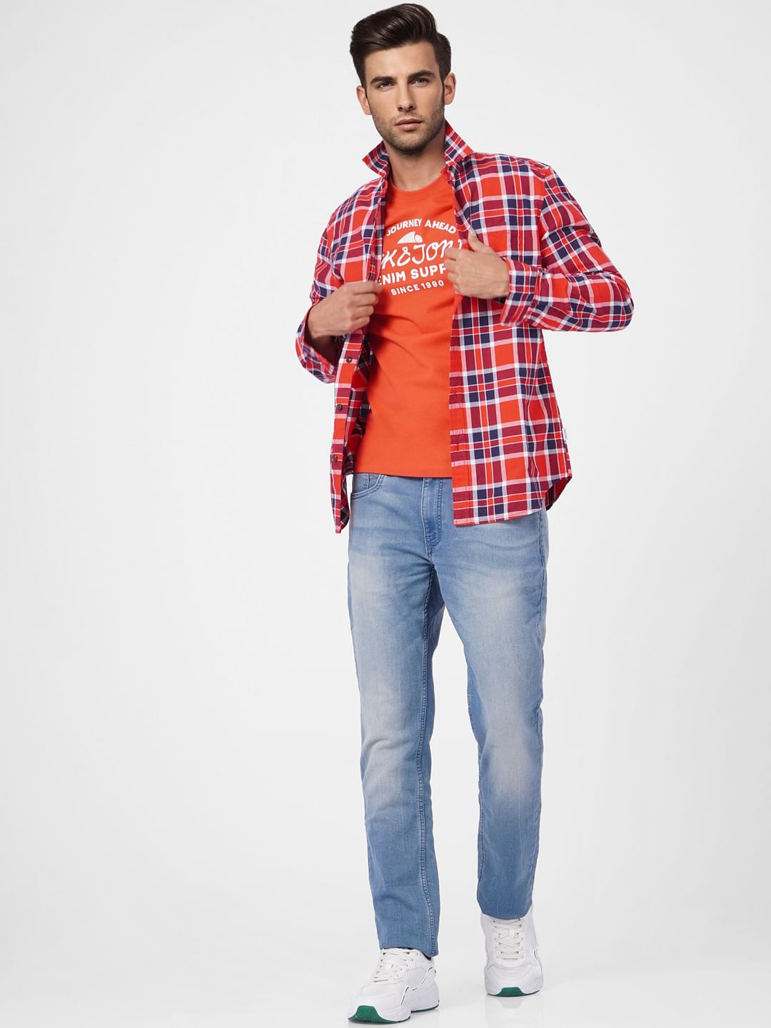 Red Graphic Print Crew Neck T-shirt - S