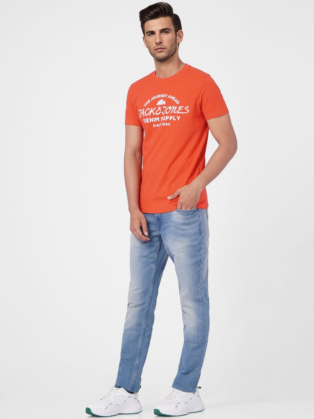 Red Graphic Print Crew Neck T-shirt