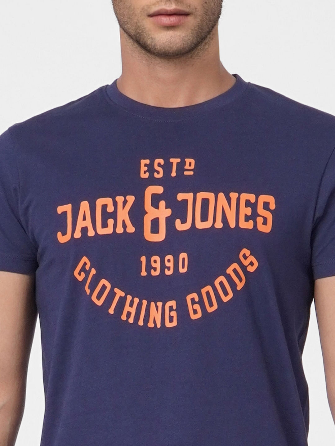 Blue Logo Print Crew Neck T-shirt