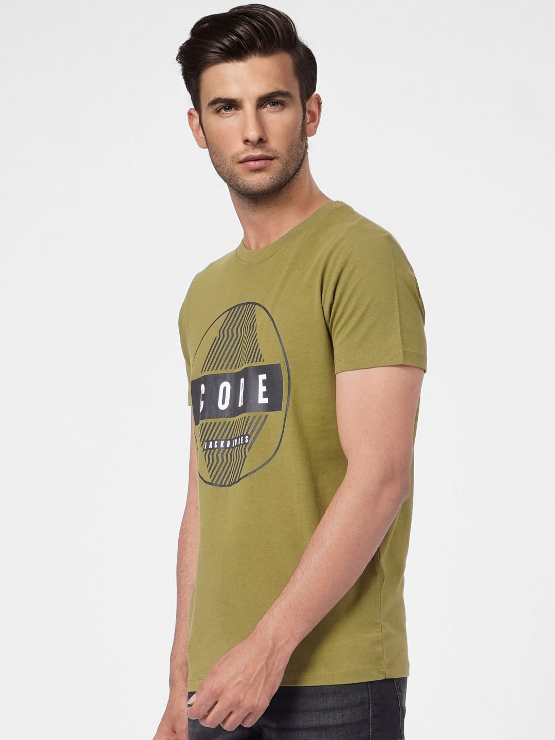 Green Graphic Print Crew Neck T-shirt