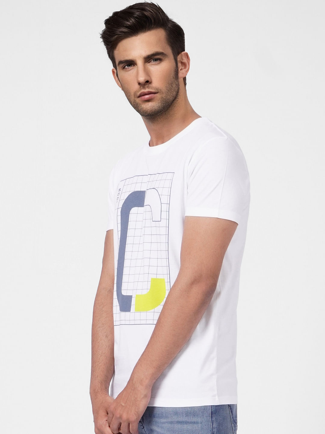 White Graphic Print Crew Neck T-shirt